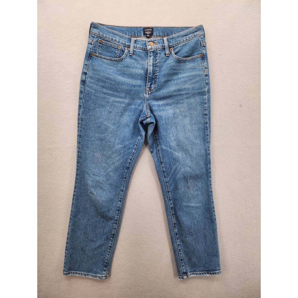 J.Crew Essential Straight Jean Size 30 Medium Wash High Rise Stretch Denim Pants
